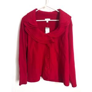 Charter Club Chalet Chic 2X Red Amore 100% Merino Wool Cardigan Sweater NWT